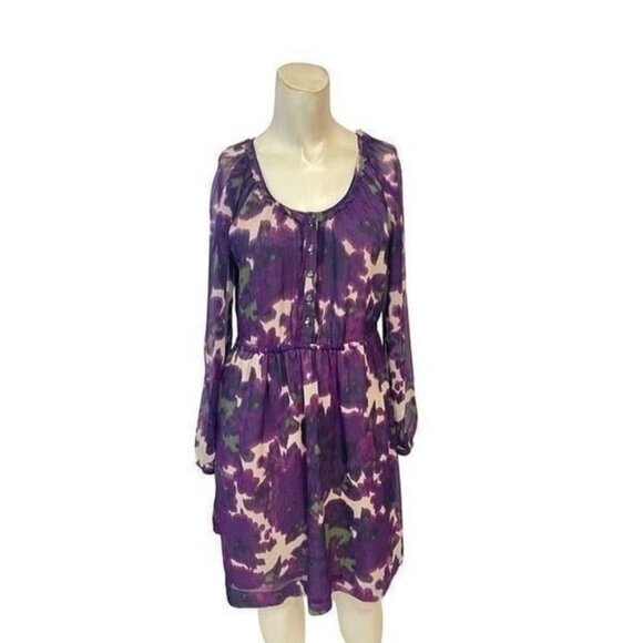 J Crew Purple Watercolor Silk Dress size 0 - Picture 2 of 7
